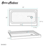 Voltaire 60 in. x 36 in. Acrylic Single-Threshold Right Drain Shower Base in Black - Super Arbor