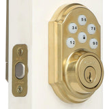 Z-Wave SmartCode Lifetime Polished Brass Single Cylinder Electronic Deadbolt Featuring SmartKey Security - Super Arbor