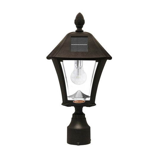 Baytown Bulb Outdoor Black Integrated LED Solar Post Light with Pier and Wall Mounting Options