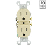 15 Amp Tamper Resistant Duplex Outlet, Ivory (10-Pack) - Super Arbor