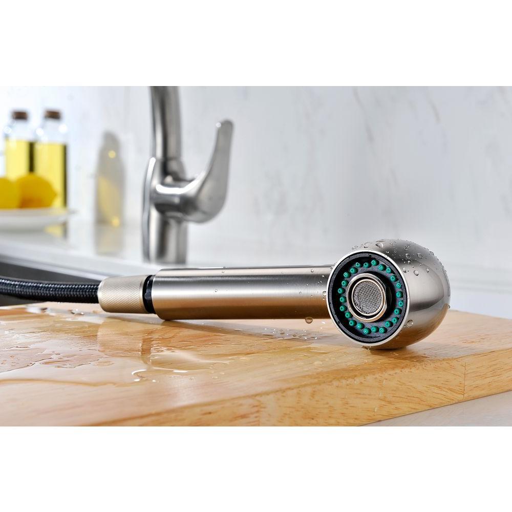 Harbour Single-Handle Pull-Out Sprayer Kitchen Faucet in Brushed Nickel - Super Arbor