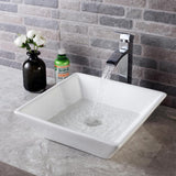 16 in. x 16 in. x 5 in. Vessel Sink in White Bathroom Ceramic Square Porcelain Sink - Super Arbor