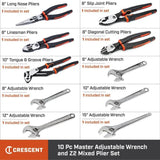 Crescent Master Adjustable Wrench and Plier Set (10-Piece)
