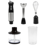 6-Speed 4-in-1 Black Immersion Blender with Chopper and Whisk Attachment