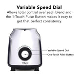Glass 42 oz. 4-Speed Chrome Personal Blender with Vacuum