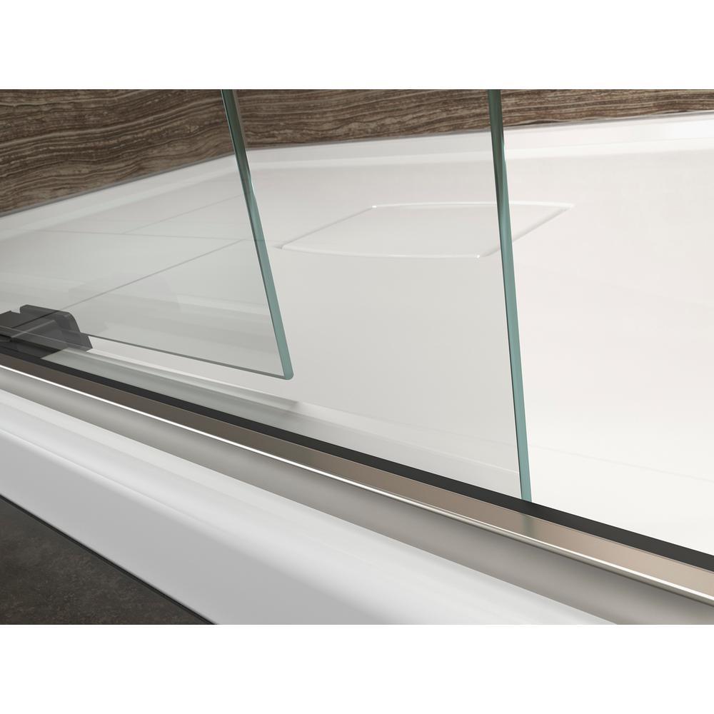 Levity 59 in. x 74 in. Frameless Sliding Shower Door in Matte Nickel with Handle - Super Arbor