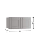 Home Decorators Collection Washington Veiled Gray Plywood Shaker Assembled Wall Kitchen Cabinet Soft Close 36 in W x 12 in D x 24 in H