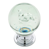 1-3/5 in. Satin Nickel with Clear Bubble Glass Round Cabinet Knob