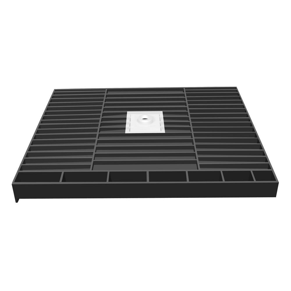 Redi Base 36 in. x 60 in. Double Threshold Shower Base with Center Drain and Polished Chrome Drain Plate - Super Arbor