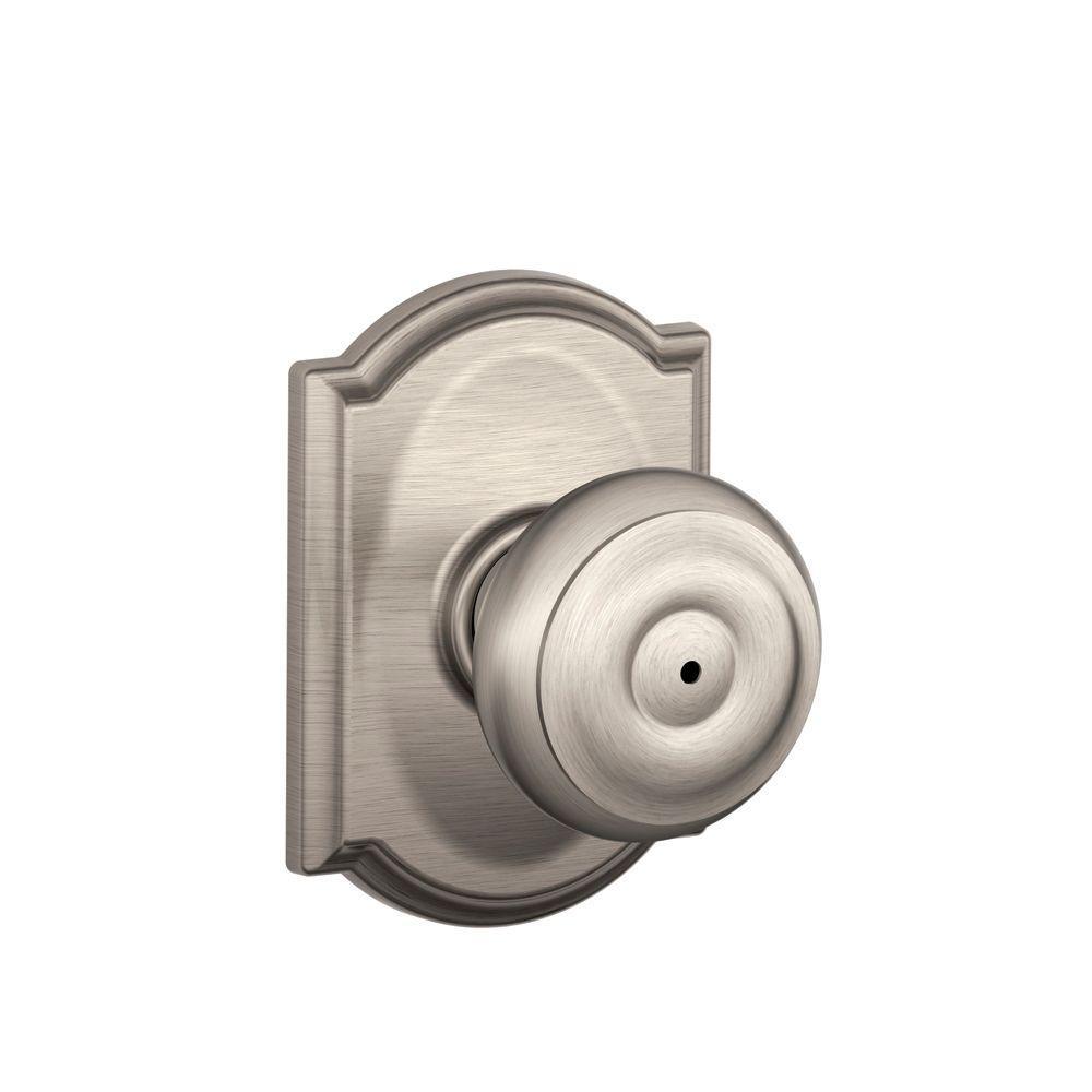Georgian Matte Black Privacy Bed/Bath Door Knob with Camelot Trim - Super Arbor