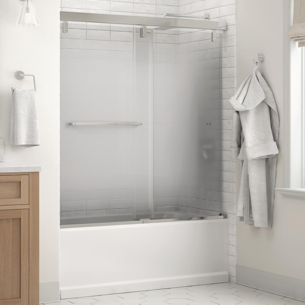 Simplicity 60 x 59-1/4 in. Frameless Mod Soft-Close Sliding Bathtub Door in Chrome with 1/4 in. (6mm) Clear Glass - Super Arbor