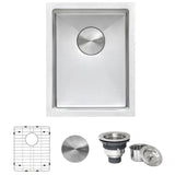 16 in. x 18 in. Single Bowl Undermount 16-Gauge Stainless Steel Bar Prep Kitchen Sink