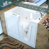 Rampart Nova Heated 3.9 ft. Walk-in Whirlpool Bathtub with 6 in. Tile Easy Up Adhesive Wall Surround in White - Super Arbor