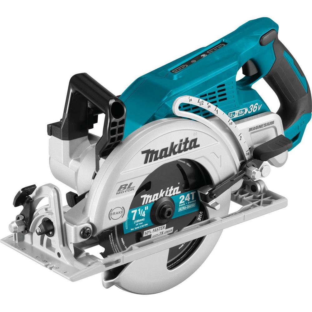 18-Volt X2 LXT Lithium-Ion (36-Volt) Brushless Cordless Rear Handle 7-1/4 in. Circular Saw w/BONUS 5.0Ah Battery 2 Pack - Super Arbor