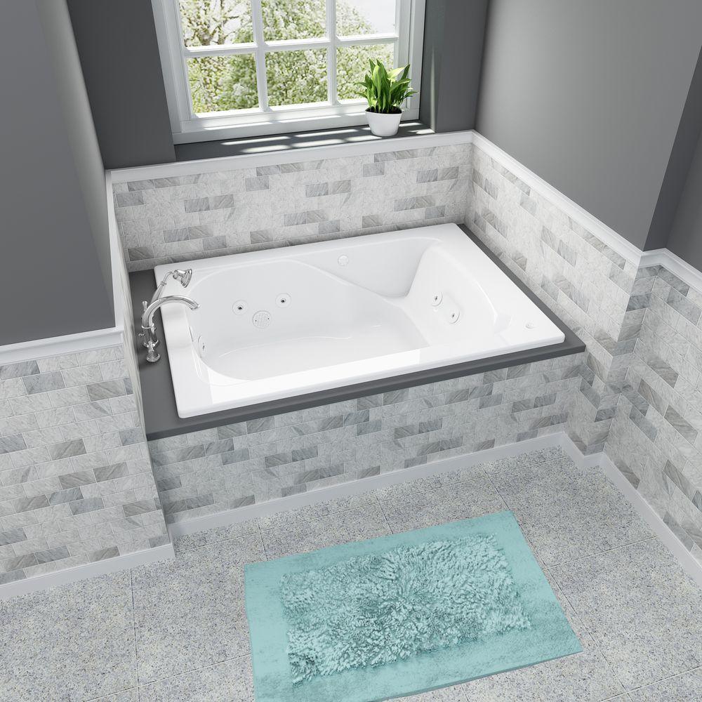 Evolution 60 in. x 36 in. Whirlpool Tub with EverClean Reversible Drain in White - Super Arbor