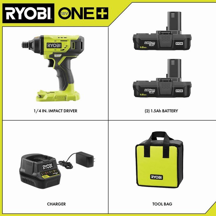 18-Volt ONE+ Lithium-Ion Cordless 1/4 in. Impact Driver Kit with (2) 1.5 Ah Batteries, Charger, and Bag