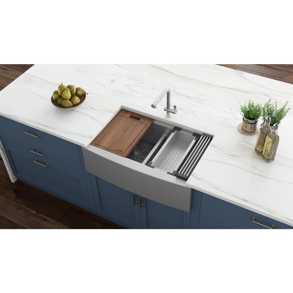 Apron-Front Stainless Steel 33 in. 16-Gauge Workstation Double Bowl 60-40 Farmhouse Kitchen Sink - Super Arbor