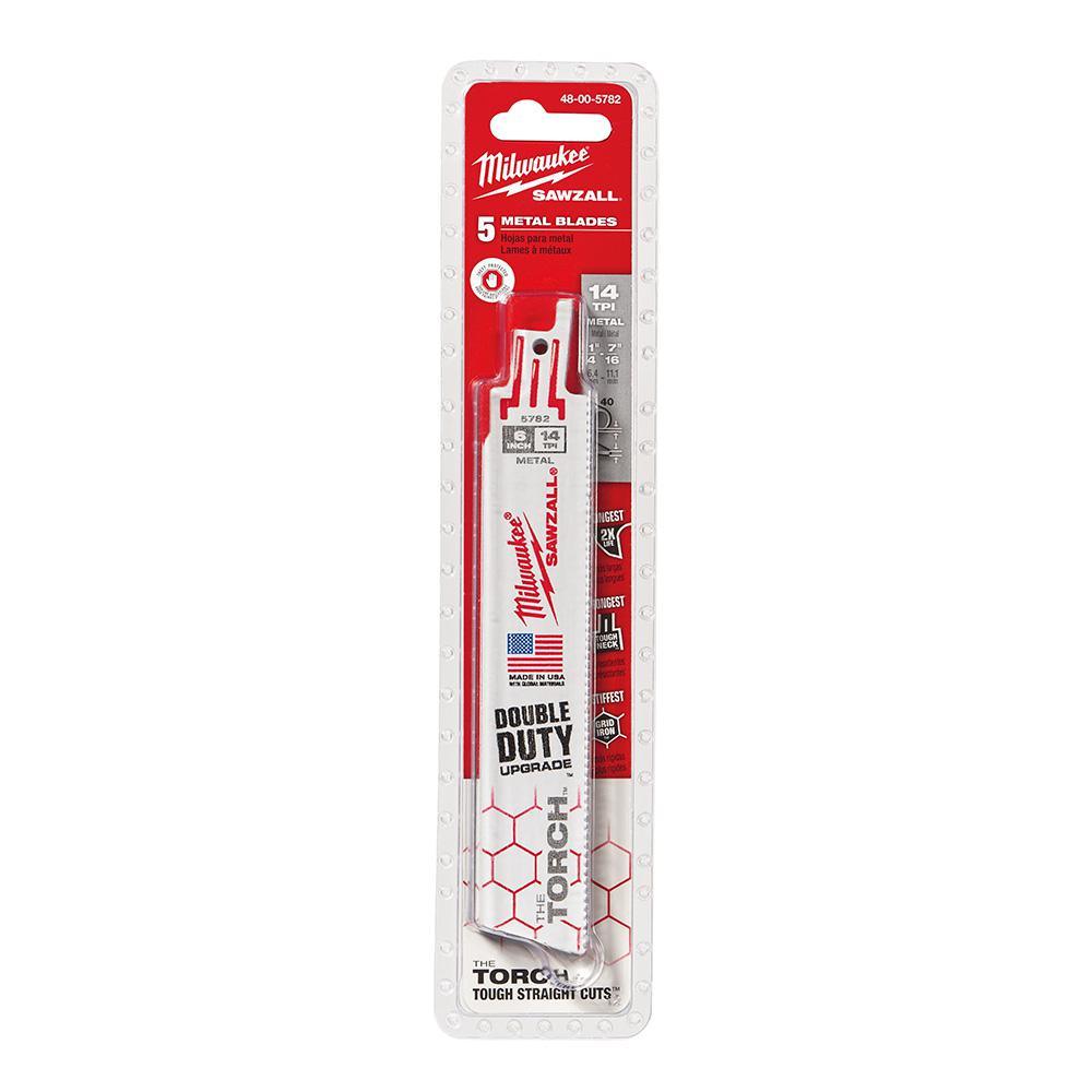 6 in. 14 TPI Torch Medium Metal Cutting SAWZALL Reciprocating Saw Blades (5-Pack) - Super Arbor
