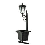 Kambria 29 in. Black Multi-Function Outdoor Solar Lamp Post and Planter