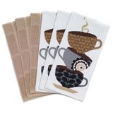 T-fal Multicolor Coffee Cups Cotton Print Dual and Solid Kitchen Dish Towel (Set of 6)