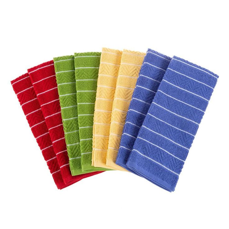 100% Cotton Striped Chevron Weave Kitchen Towels (Set of 8)