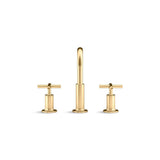 Purist 8 in. Widespread 2-Handle Mid-Arc Bathroom Faucet in Vibrant Modern Brushed Gold - Super Arbor