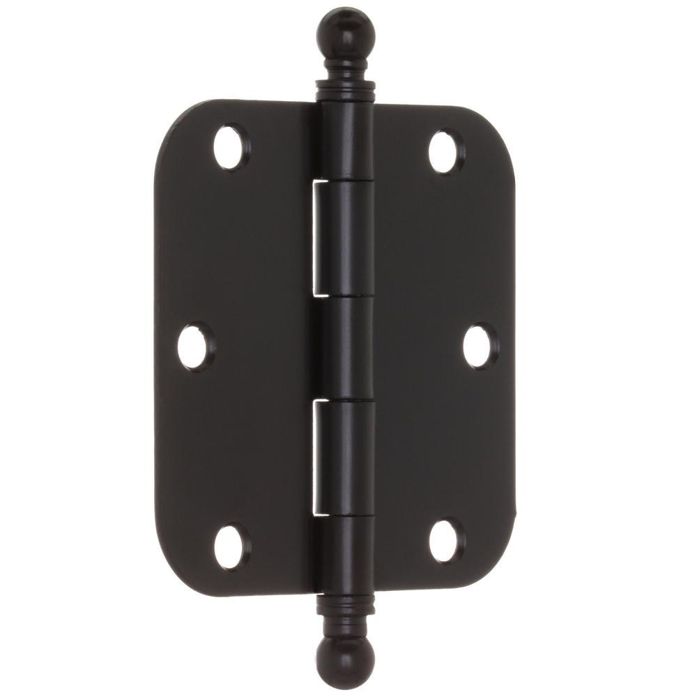 3-1/2 in. Oil-Rubbed Bronze 5/8 in. Radius Door Hinge with Finial - Super Arbor