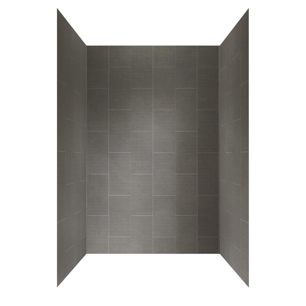 Jetcoat 32 in. x 60 in. x 78 in. 5-Piece Easy-up Adhesive Alcove Shower Surround in White Subway - Super Arbor