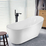 Clermont 59 in. Acrylic Freestanding Flatbottom Bathtub in White - Super Arbor