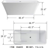 Nantes 67 in. Acrylic Flatbottom Freestanding Bathtub in White - Super Arbor
