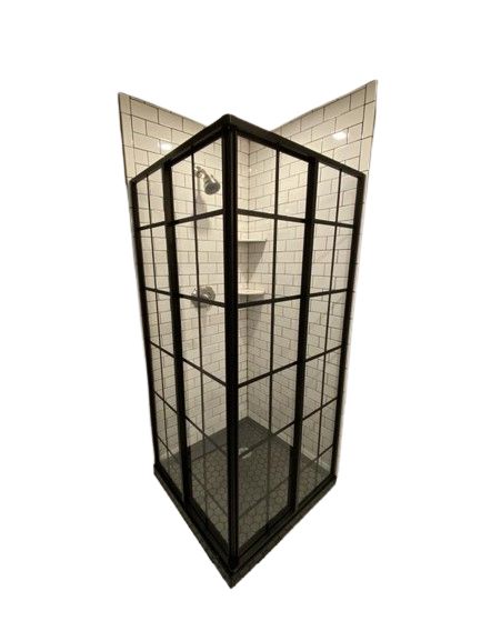 DreamLine French Corner Satin Black Floor Square 2-Piece Corner Shower Kit (Actual: 74.75-in x 36-in x 36-in)