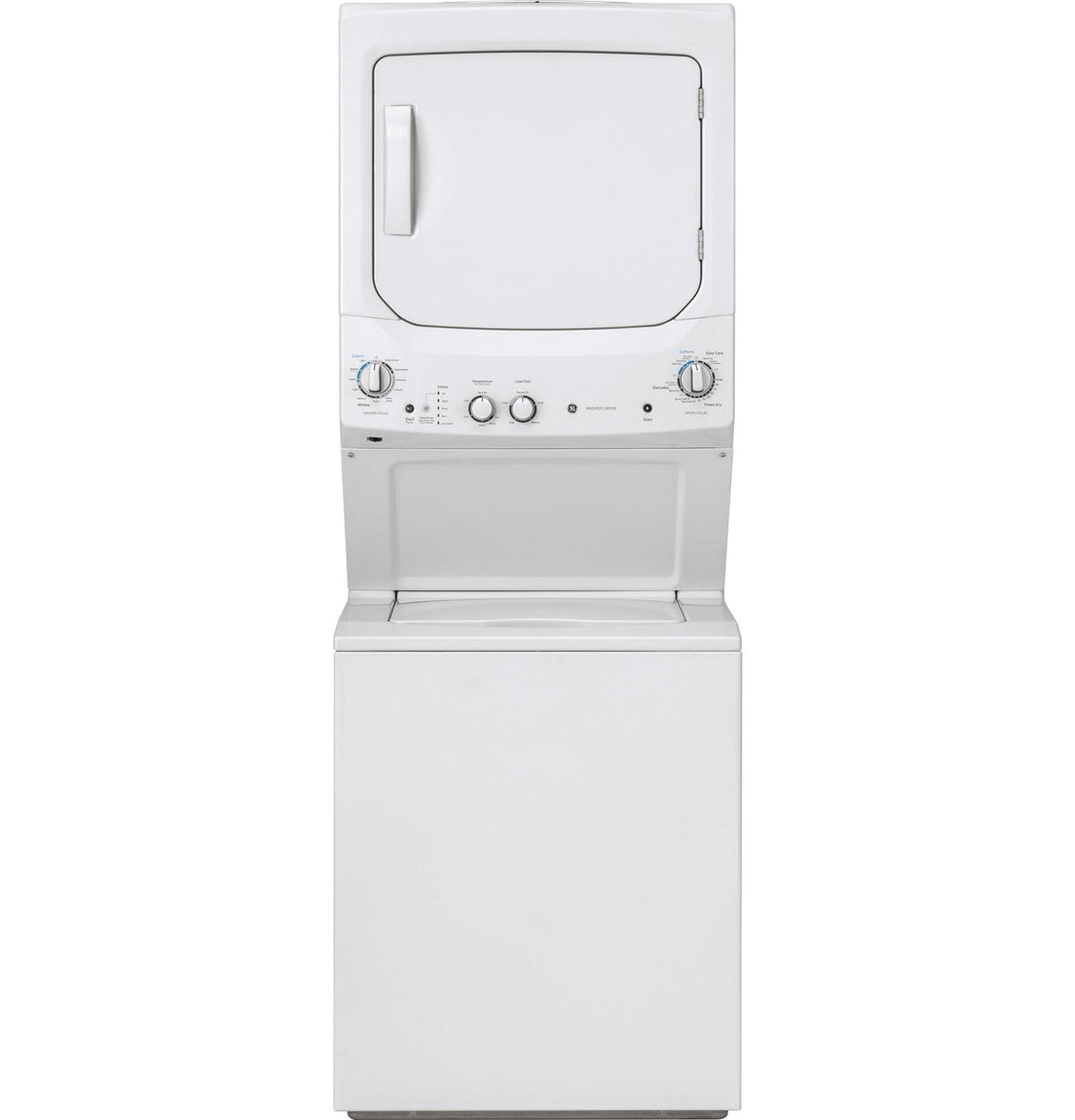 GE Electric Stacked Laundry Center with 3.8-cu ft Washer and 5.9-cu ft Dryer (GUD27ESSMWW)