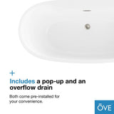Jewel 60 in. Acrylic Double Backrest Flatbottom Non-Whirlpool Bathtub in White - Super Arbor