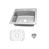 Dual Mount 18-Gauge Stainless Steel 33 in. 2-Hole Euro Style Single Bowl Kitchen Sink with Grid and Drain Assembly - Super Arbor