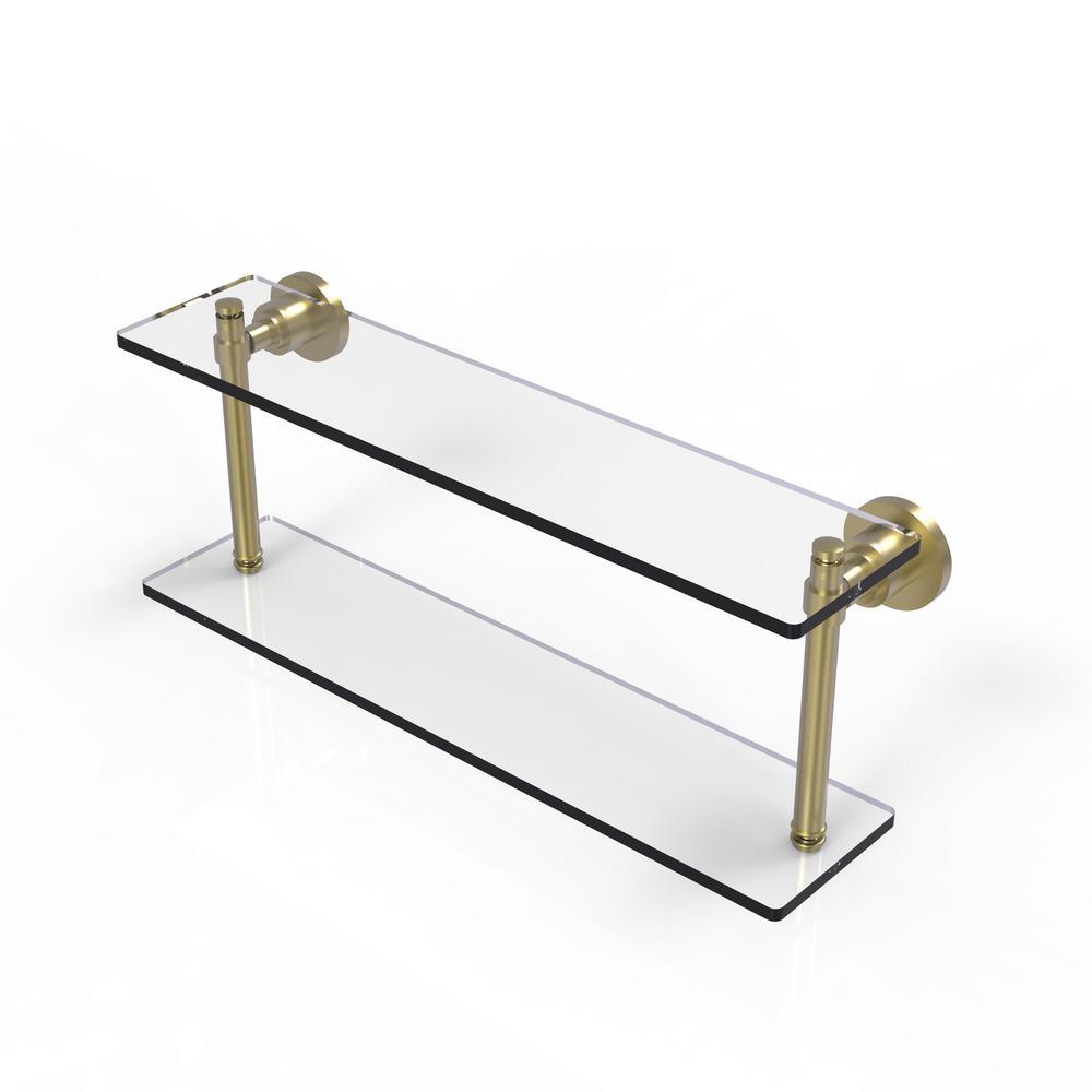 Washing Square Collection 22 in. 2-Tiered Glass Shelf in Matte Black - Super Arbor
