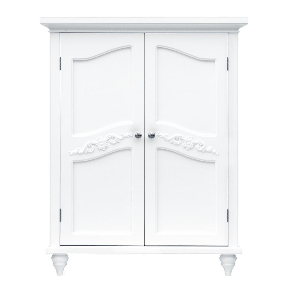 Venice 34 in. H x 27 in. W x 13-3/4 in. D Bathroom Linen Storage Floor Cabinet in White - Super Arbor