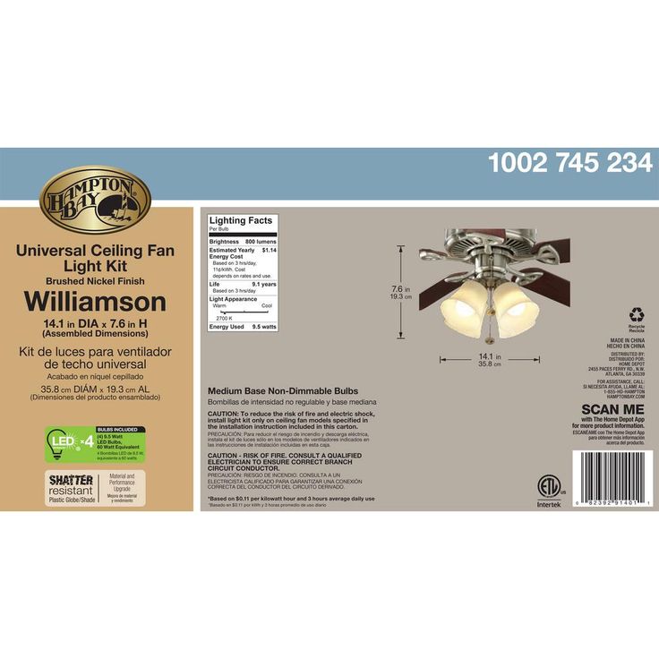 Williamson LED Universal Ceiling Fan Light Kit