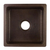 All-in-One Dual Mount Copper 16 in. Square Bar/Prep Sink with Faucet and Strainer Drain in Oil Rubbed Bronze