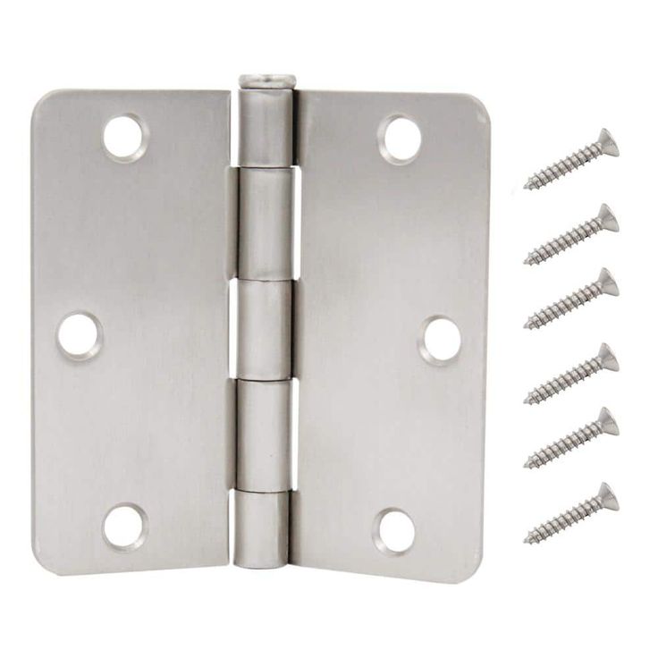 3-1/2 in. Satin Nickel 1/4 in. Radius Door Hinges Value Pack (3-Pack)