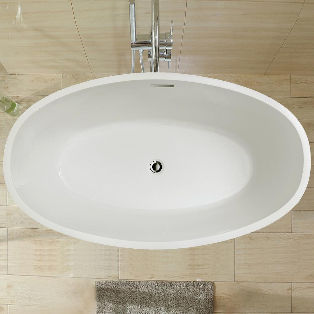 Amiens 69 in. Acrylic Flatbottom Freestanding Bathtub in White - Super Arbor
