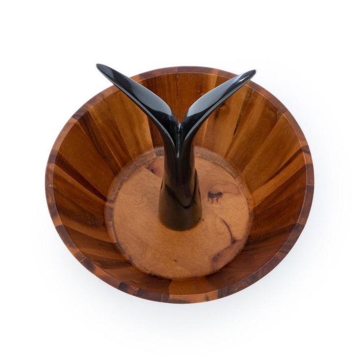12 in. 250 fl. oz. Acacia Wood Fruit Bowl with Banana Stem