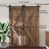 5 ft./60 in. Single Track Bypass Sliding Barn Door Hardware Kit for Double Doors, Low Ceiling - Super Arbor