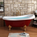 Laval 67 in. Acrylic Claw Foot Freestanding Bathtub in Red and White - Super Arbor