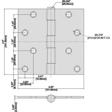 4 in. Square Corner Matte Black Door Hinge (24-Pack)