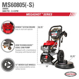Simpson MegaShot MS60805-S 3000 PSI at 2.4 GPM HONDA GCV160 Cold Water Pressure Washer with Surface Scrubber