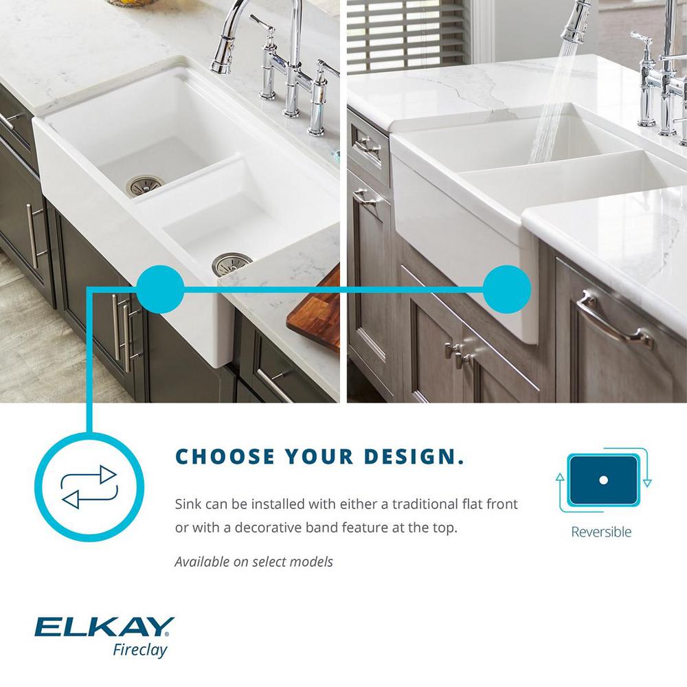 Farmhouse Apron Front Fireclay 33 in. Double Bowl Kitchen Sink in White with Aqua Divide