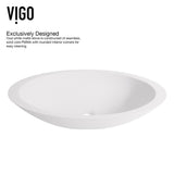 Matte Stone Oval Vessel Bathroom Sink in White and Gotham Faucet in Matte Black - Super Arbor