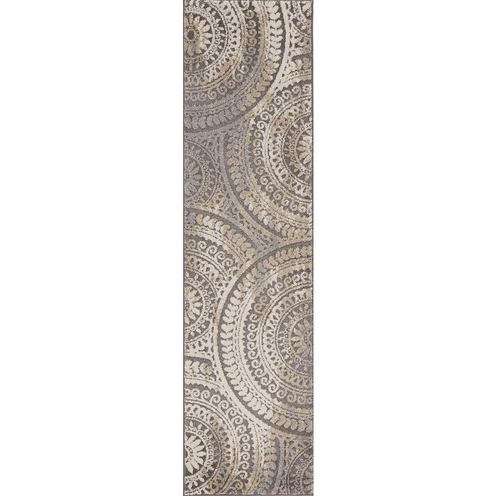 Spiral Gray 7 ft. x 9 ft. Geometric Medallion Area Rug - Super Arbor