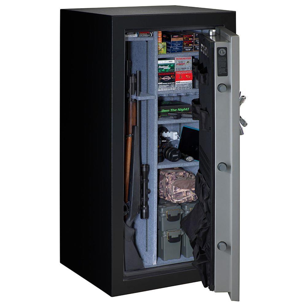 40-Gun Fire/Water Safe with Electronic Lock, Matte Black and Silver - Super Arbor