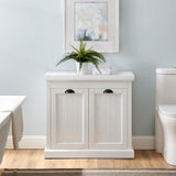 Seaside Distressed White 31 in. W Lift-Top Linen Hamper - Super Arbor